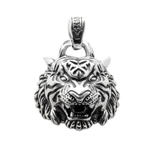 Load image into Gallery viewer, Sterling Silver Tiger-Head Oxidized Pendant