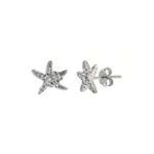 Load image into Gallery viewer, Sterling Silver Starfish Shaped Stud Earrings With CZ StonesAnd Width 9.7 mm