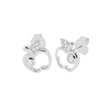 Sterling Silver Rhodium Apple Stud Earrings Width-8mm, Height-9mm