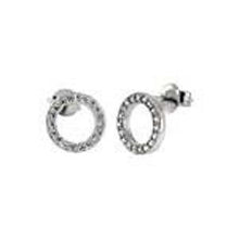 Load image into Gallery viewer, Sterling Silver Circle Shaped Stud Earrings With CZ StonesAnd Diameter 9.2 mm