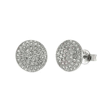 Load image into Gallery viewer, Sterling Silver Round Shaped Micro Pave Cubic Zirconia Post Earrings