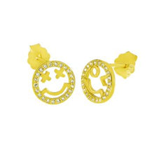 Load image into Gallery viewer, Sterling Silver Double Rope With Heart Gold Plated Earrings