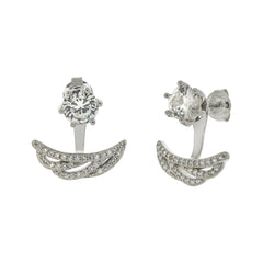 Sterling Silver 6mm Round CZ Ear Jacket Earrings
