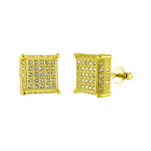 Load image into Gallery viewer, Sterling Silver Gold Plated Five Lines Pave CZ Stud Earrings