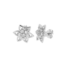 Load image into Gallery viewer, Sterling Silver Flower CZ Stud Earrings Diameter-10.7mm