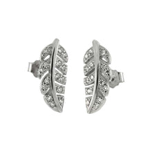 Load image into Gallery viewer, Sterling Silver Cubic Zirconia Feather Earrings