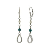Sterling Silver Fresh Water Pearl and Turquoise Bead With Lever-Back - Teardrop Earrings