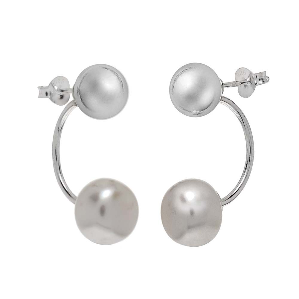 Sterling Silver Bead With Simulated Pearl Earrings Jackets