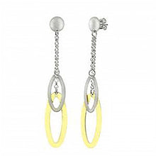 Load image into Gallery viewer, Italian Sterling Silver Satin And Gold Plated Oval Dangle EarringsAnd Length 2 1/2 inchesAnd Width 12mm