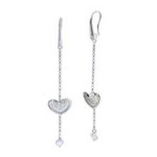 Load image into Gallery viewer, Sterling Silver Fancy Sliding Dangle Heart Earrings with Earring Width of 13MM