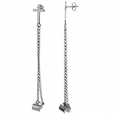 Sterling Silver Cross Italian Earrings