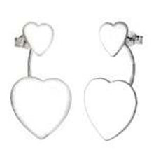 Load image into Gallery viewer, Sterling Silver High Polished Two In One Double Heart Stud EarringsAnd Weight 3.6 gramAnd Diameter 16.5 mm