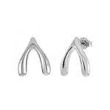 Load image into Gallery viewer, Sterling Silver Wishbone Rhodium Stud EarringsAnd Length 11.7mmAnd Width 9.2mm