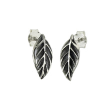 Load image into Gallery viewer, Sterling Silver Leaf Oxidized Stud Earrings - silverdepot