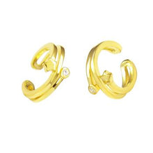 Load image into Gallery viewer, Sterling Silver Gold Plated Ear Cuff With Star And Cubic Zirconia Earrings
