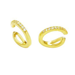 Sterling Silver Gold Plated One Line Cubic Zirconia Ear Cuff Earrings
