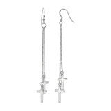 Sterling Silver Double Cross Dangle Earrings