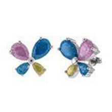 Load image into Gallery viewer, Sterling Silver Multi Color Crash Stone EarringsAnd Weight 3.5gramAnd Diameter 12.5mm