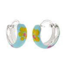 Load image into Gallery viewer, .925 Sterling Silver Enamel Hoop EarringsAnd Width 5mmAnd Diameter 12mm - silverdepot