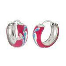 Load image into Gallery viewer, .925 Sterling Silver Enamel Hoop EarringsAnd Width 5mmAnd Diameter 14mm - silverdepot