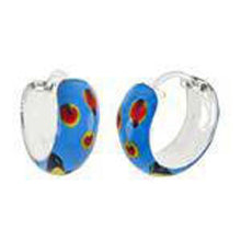 Load image into Gallery viewer, .925 Sterling Silver Enamel Hoop EarringsAnd Width 5.2mmAnd Diameter 15mm - silverdepot