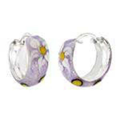 .925 Sterling Silver Enamel Hoop EarringAnd Width 5.2mmAnd Diameter 15mm - silverdepot