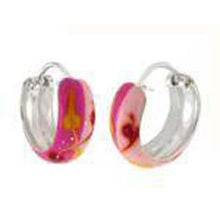 Load image into Gallery viewer, .925 Sterling Silver Enamel Hoop EarringsAnd Width 5.2mmAnd Diameter 15mm - silverdepot