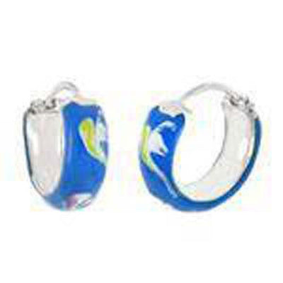 .925 Sterling Silver Enamel Hoop EarringsAnd Width 4.75mmAnd Diameter 15mm - silverdepot
