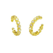 Load image into Gallery viewer, Sterling Silver Gold Plated Round CZ Eternity Bezel Set Ear Cuff Earrings