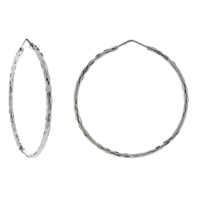 Sterling Silver Italian Diamond Cut Hoop Earrings
