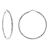 Sterling Silver Italian Diamond Cut Hoop Earrings