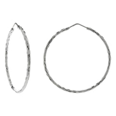 Sterling Silver Italian Diamond Cut Hoop Earrings