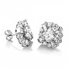 Load image into Gallery viewer, Sterling Silver Hand Set Cz Circle and Cross Earrings with 5MM Center CzAnd Earring Width of 16MM