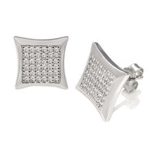 Load image into Gallery viewer, Sterling Silver Micro Pave Set Round Cz Square Earrings with Earring Width of 12MM