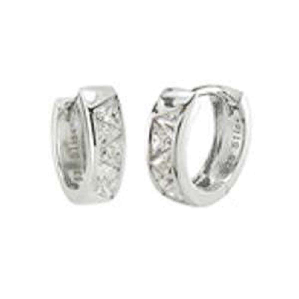 Sterling Silver CZ Small Huggies EarringsAnd width 5 mm\r\n