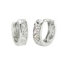 Load image into Gallery viewer, Sterling Silver CZ Small Huggies EarringsAnd width 5 mm\r\n