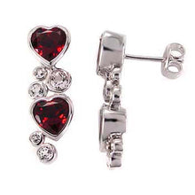 Load image into Gallery viewer, Sterling Silver CZ And Garnet Heart Shape Earrings