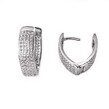 Load image into Gallery viewer, Sterling Silver Garnet and Clear Cz Hearts Shape Earrings with Earring Dimension of 8.5MMx25.4MM