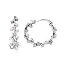 Load image into Gallery viewer, Sterling Silver Cubic Zirconia Hoop EarringsAnd Width 6 mm\r\n