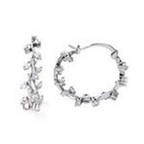 Sterling Silver Cubic Zirconia Hoop EarringsAnd Width 6 mm\r\n