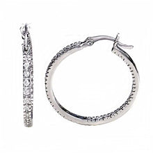 Load image into Gallery viewer, Sterling Silver Cubic Zirconia Inside-Out Hoop Earrings