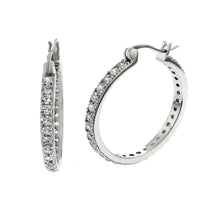 Load image into Gallery viewer, Sterling Silver Cubic Zirconia Eternity Hoop Earrings���And Width 3 mm