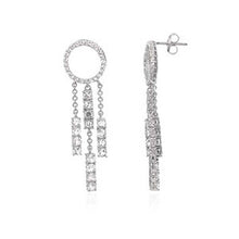 Load image into Gallery viewer, Sterling Silver White Round Topaz EarringsAnd Width 14 mm