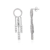Sterling Silver White Round Topaz EarringsAnd Width 14 mm