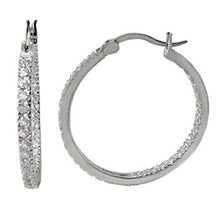 Load image into Gallery viewer, Sterling Silver 34MM In &amp; Out Round Cz Hoop Earrings with Earring Diameter of 34MM and Earring Width of 2.5MM