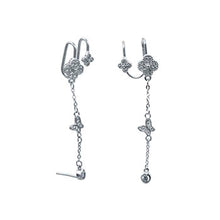 Load image into Gallery viewer, Sterling Silver Fancy Clear Cz Butterfly and Flower Ear Cuff Earrings with Earring Length of 41.28MM