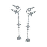 Sterling Silver Clear Cz Multi Shape Ear Cuff Earrings with Earring Length of 38.1MM