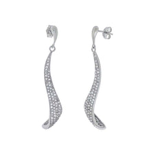 Load image into Gallery viewer, Sterling Silver Pave CZ Dangling EarringsAnd Length 2 1/4 inchesAnd Width 9mm