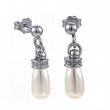 Load image into Gallery viewer, Sterling Silver Swarovski Pearl Rhodium Italian Earrings