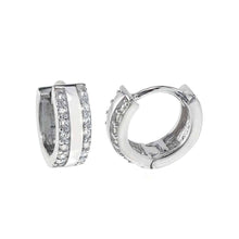 Load image into Gallery viewer, Sterling Silver Cubic Zirconia Huggie EarringsAnd width 4.8mm